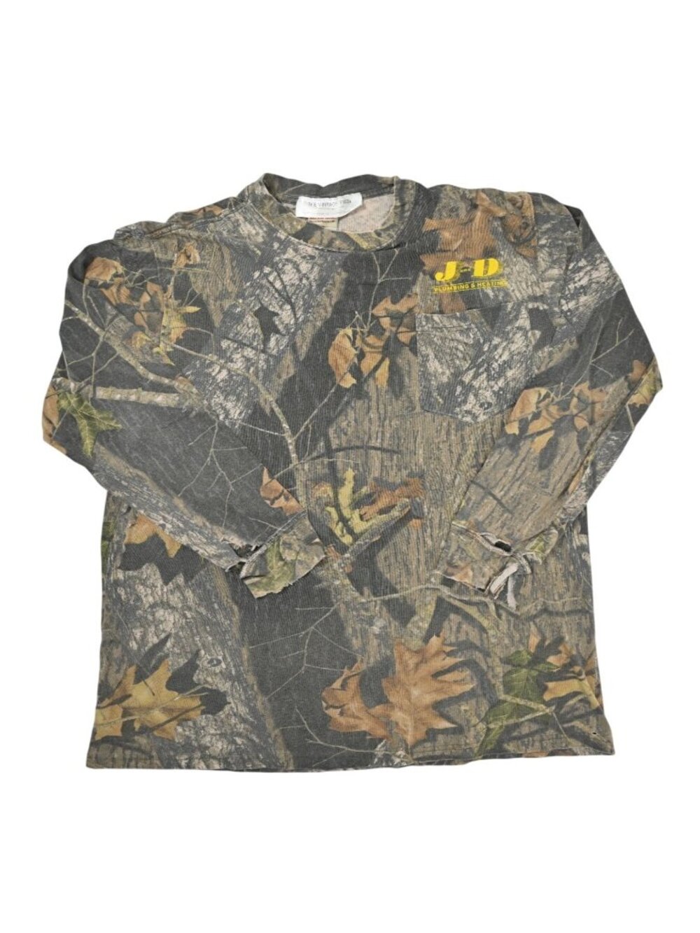 The Vintage Twin Mossy Oak Re-worked Long Sleeve T-Shirt in Green Camo